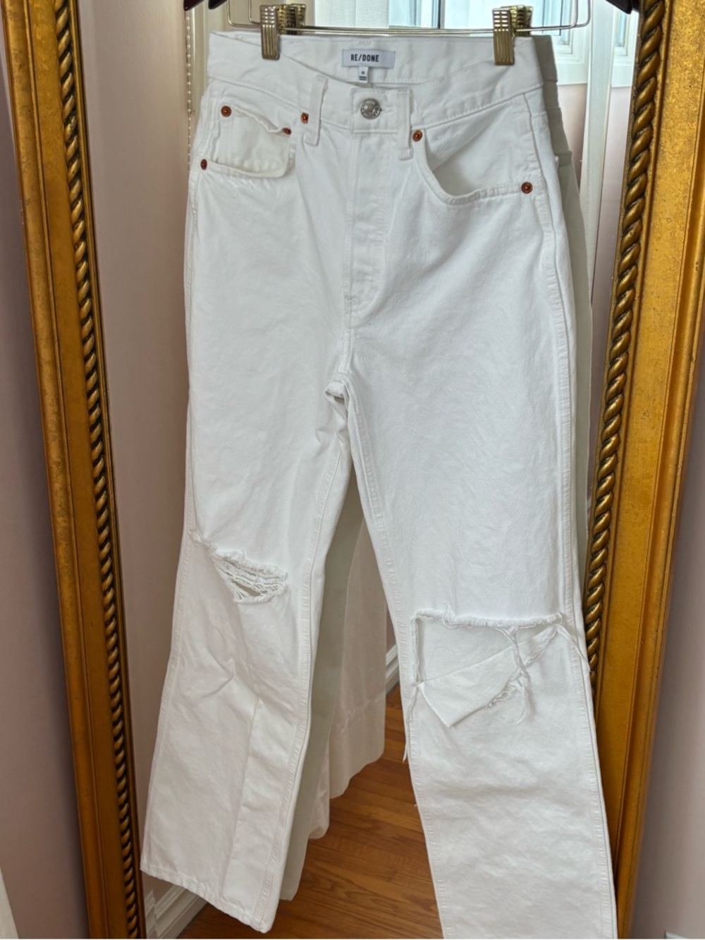 Re/Done White 90s High Rise Loose Ripped Jeans - Picture 9 of 11